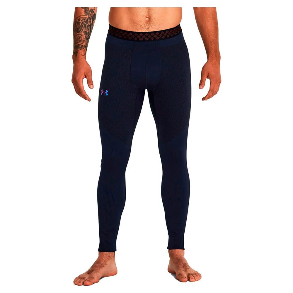 Under Armour UA Rush Compression Tights 1379284 Navy Cold Gear Running Men Small
